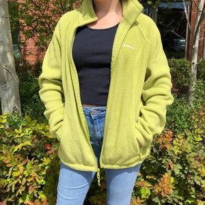 Light Green Fleece Columbia Zip-Up Sweater